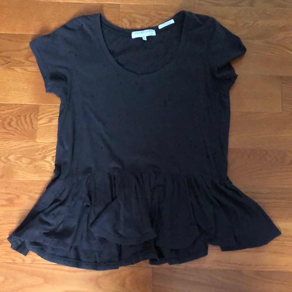 Distressed Peplum Top